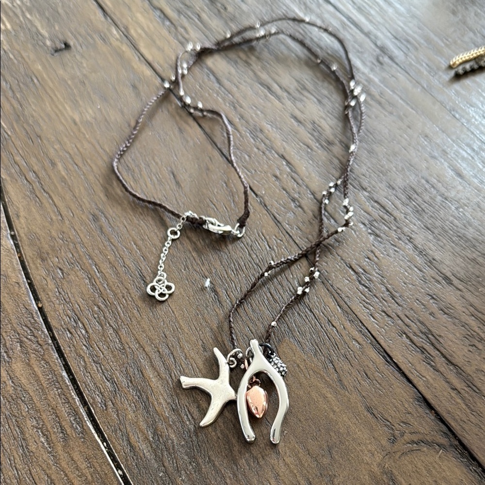 Stella & Dot Silver and Gold Necklace with Starfish and XO Charms